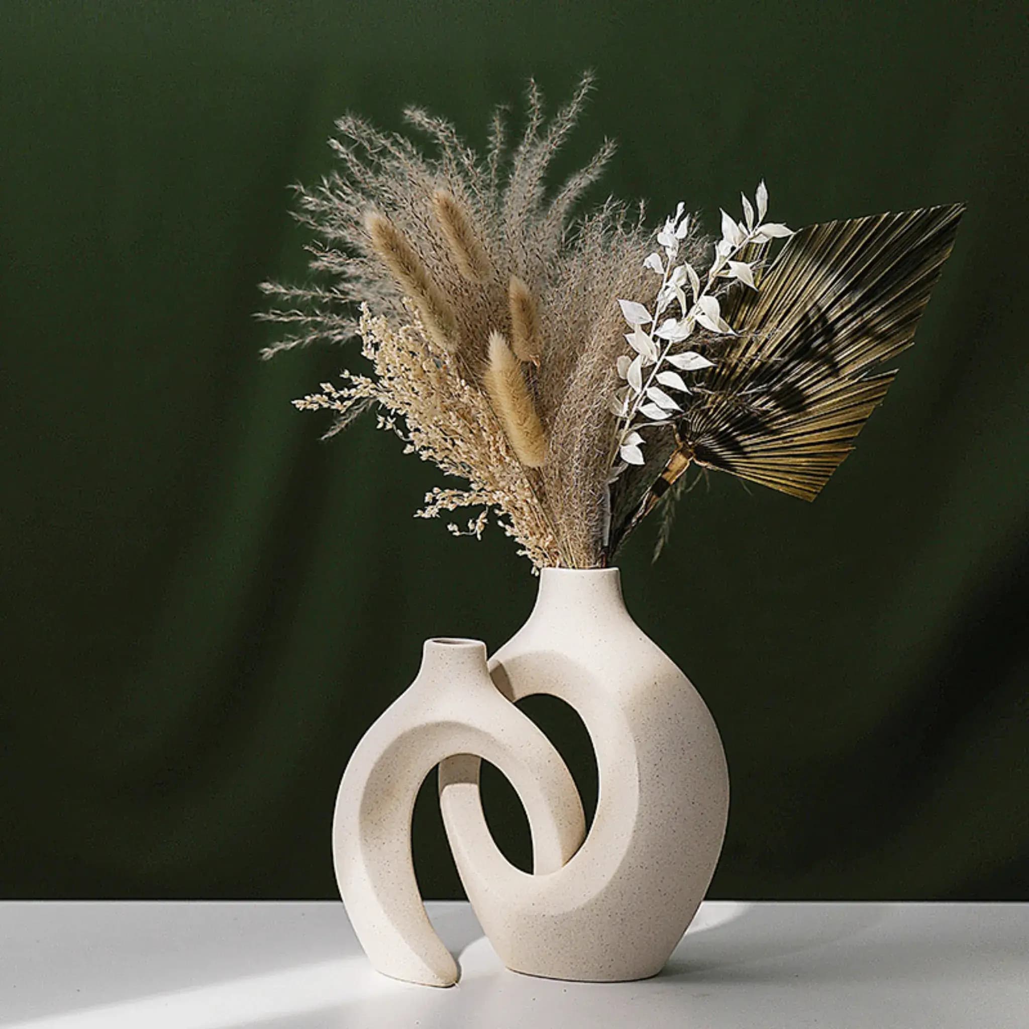 Aura Interlocking Ceramic Loop Vase Set