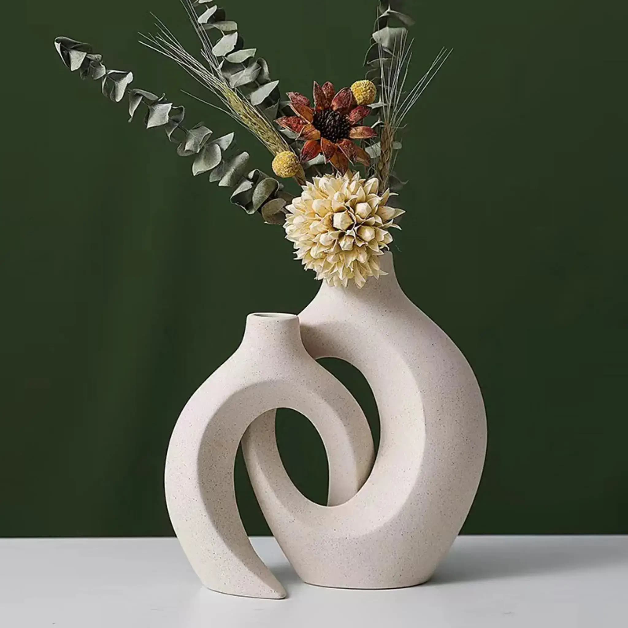 Aura Interlocking Ceramic Loop Vase Set